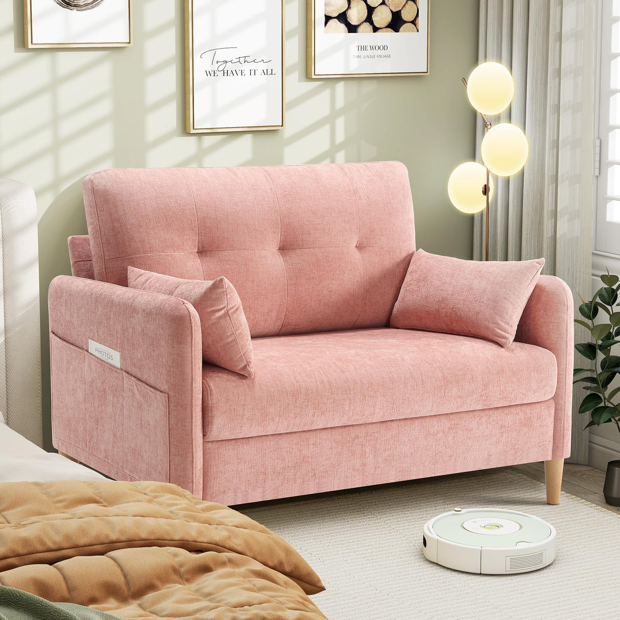 Hanrherry 47" Chenille Loveseat Sofa – Small Couch for Compact Spaces