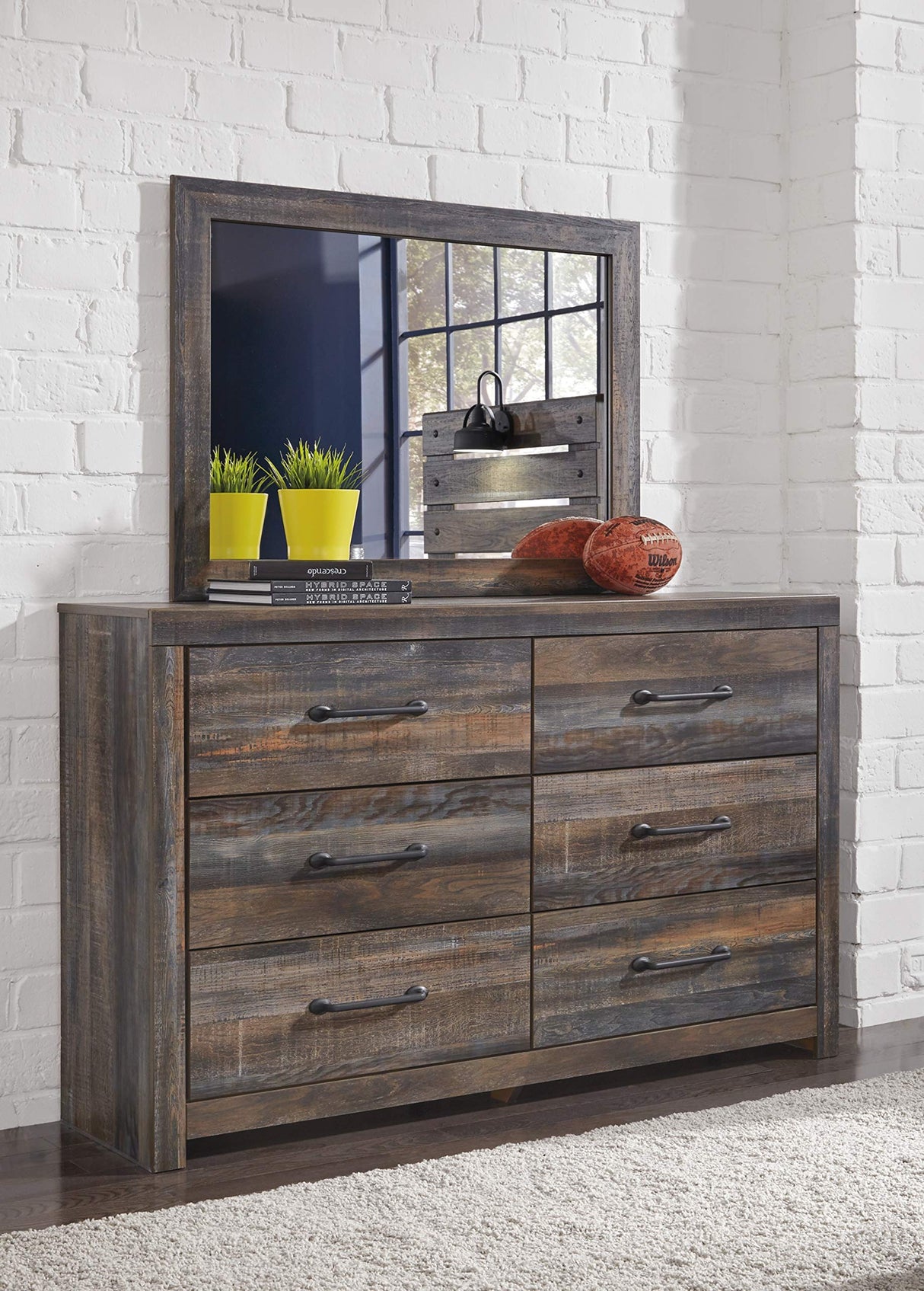 Design by Ashley Drystan Rustic Industrial 6 Drawer Dresser,