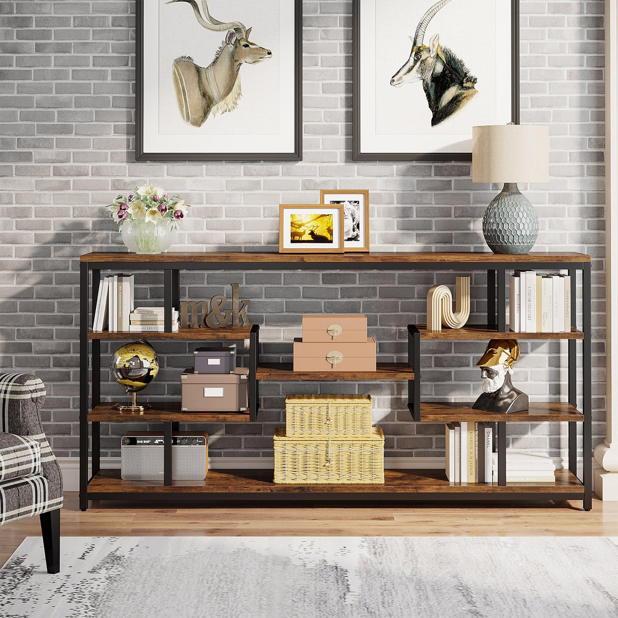 70.87" Console Tables for Living Room, 5-Tier Narrow Long Sofa Tables