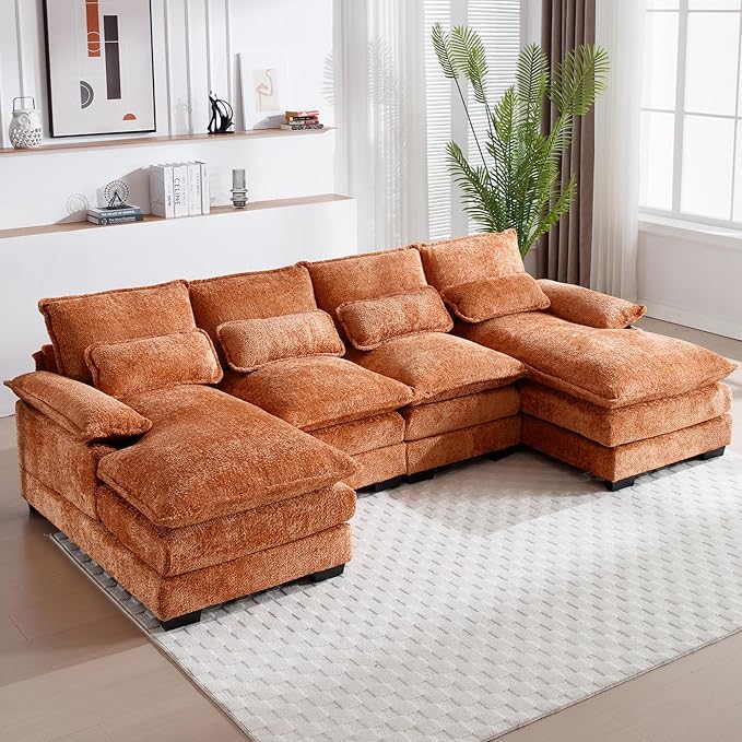 CloudNest 110" Modular Chenille Sectional Sofa – U-Shaped