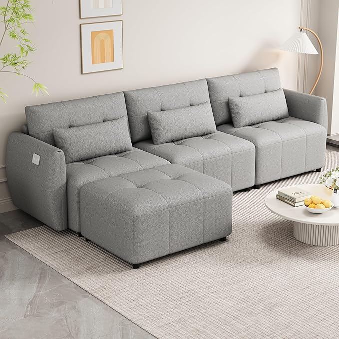 P.Purlove Modular L-Shaped Sectional Sofa – Multiple Sizes, Reversible Chaise