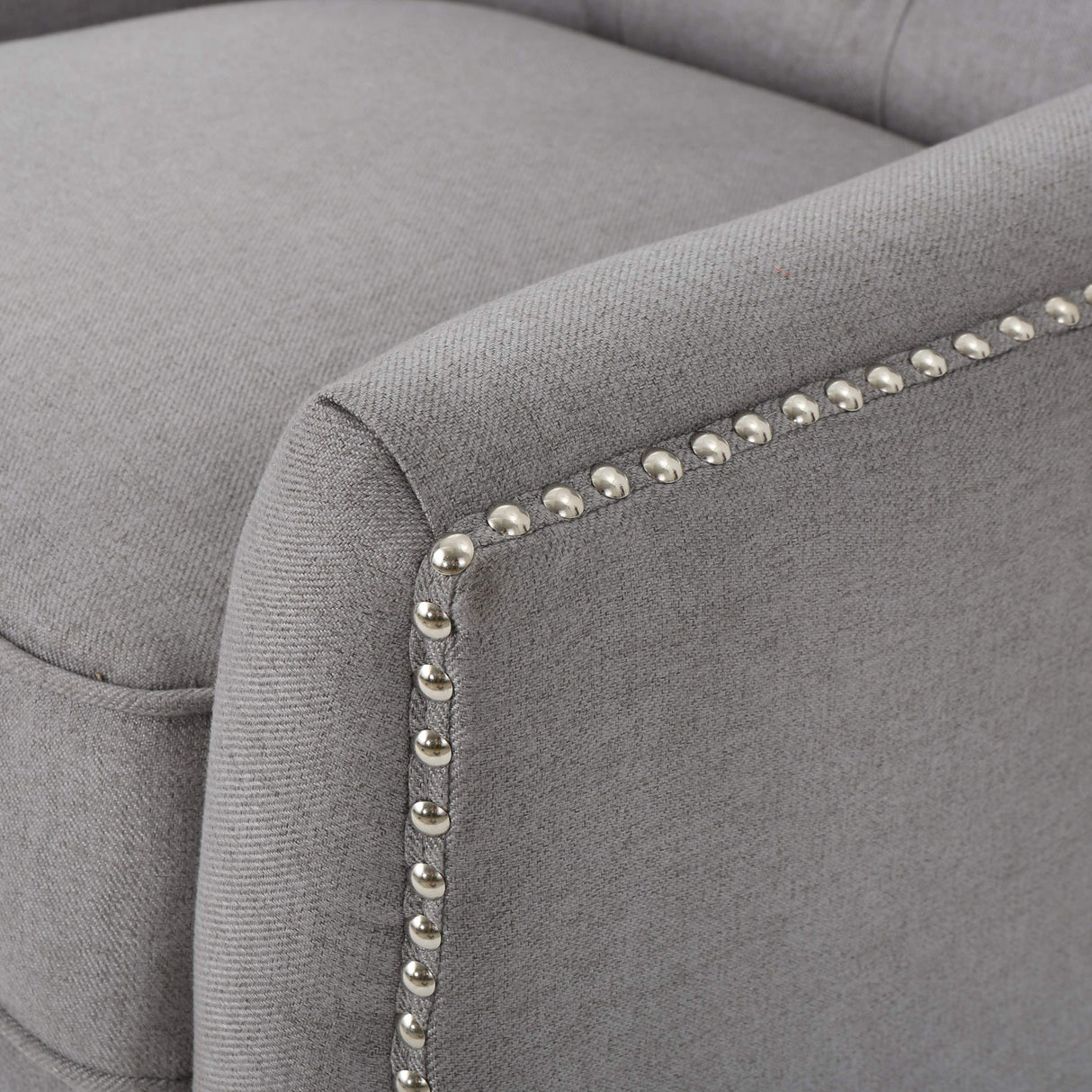 Cerelia Tufted Fabric Recliner, Light Grey / Dark Brown