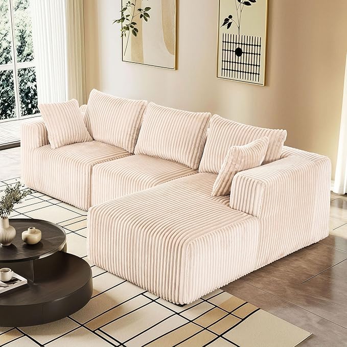 Modular Sectional Sofa with L-Shape Chaise, Cloud Sofa Living Room Bedroom Upholstered