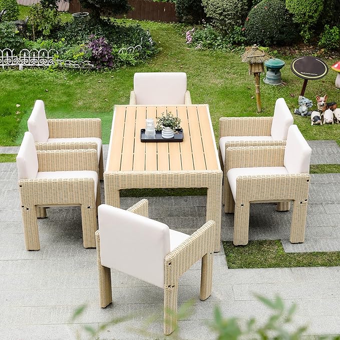 Modern Patio Dining Set of 4, 5 Piece Outdoor Dining Set with Soft Seat Cushion