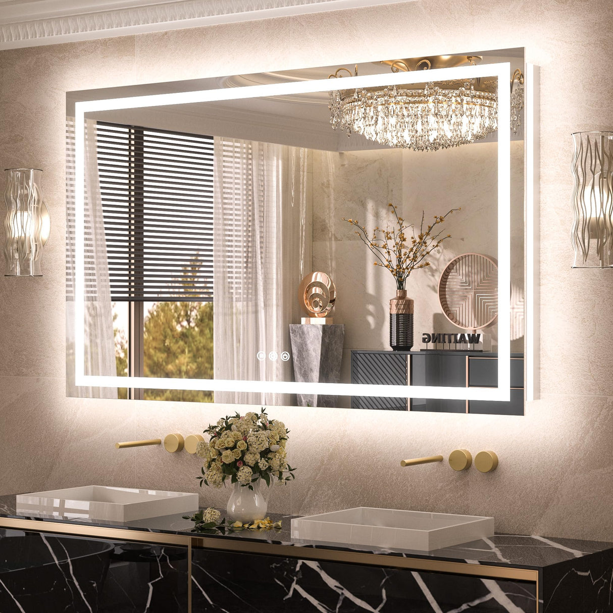 Bathroom Mirror with Lights Frontlit & Backlit Lighted Vanity Mirror