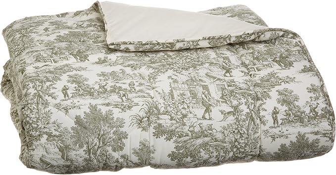 Victoria Park Toile Bed Comforter Full Size, Green
