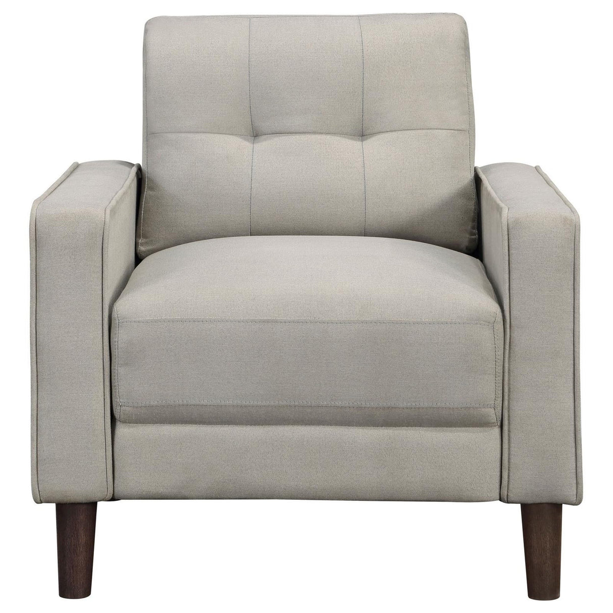 32 in. Bow Grid Tufted Accent Chair with Track Arms & Self Welt Trim Beige & Black