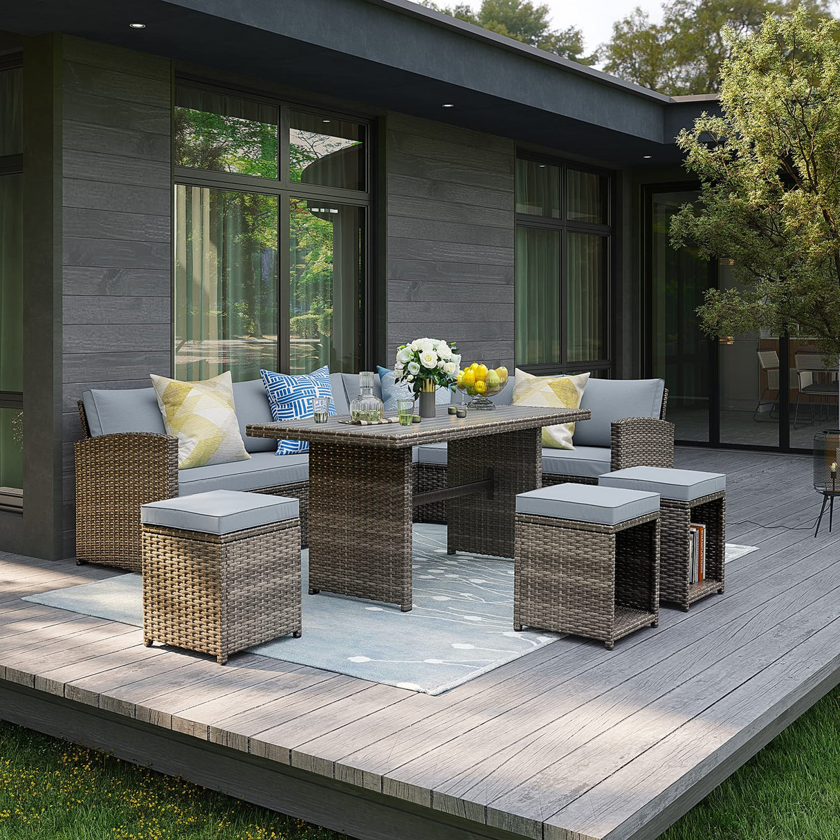 Patio Furniture Set, 7 Pieces Outdoor Patio Dining Set