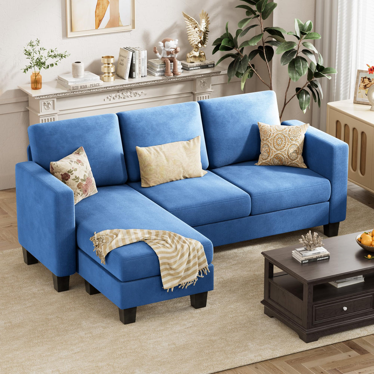 Convertible Sectional Sofa Couch, 3 Seat L-Shaped Sofa