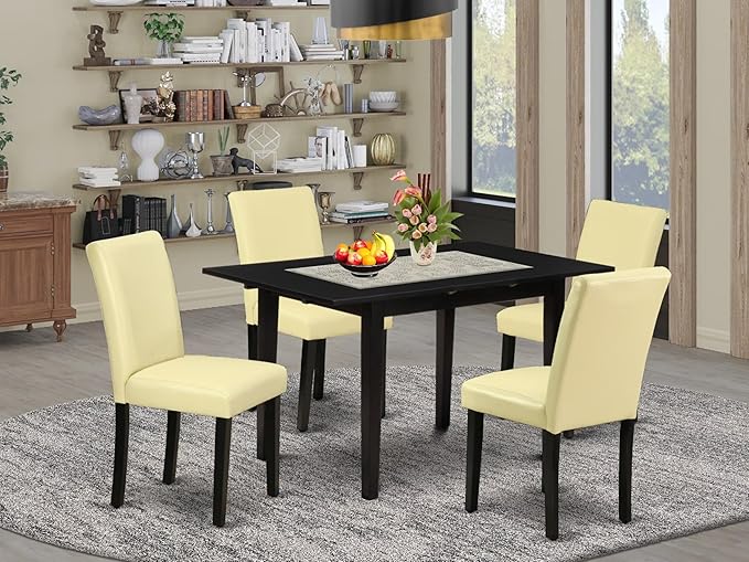 NOAB5-BLK-61 5 Piece Dining Table Set Includes a Rectangle Dining Room Table