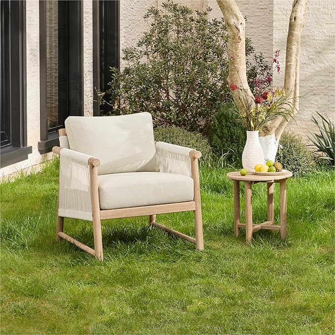 3 Pieces Boho Patio Rattan Bistro Set, Outdoor Wicker Chairs & Side Table Set