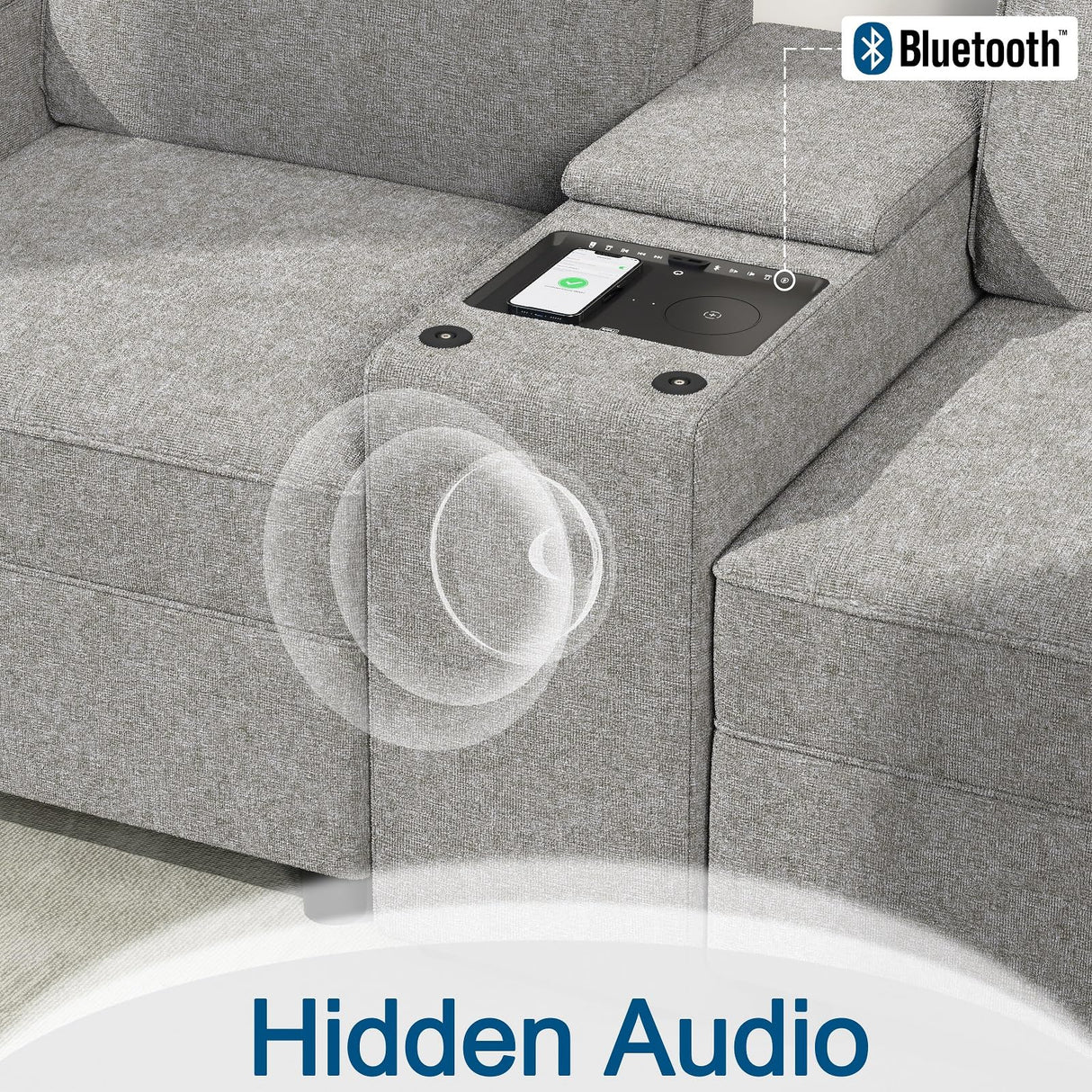 SmartLuxe – Power Reclining Home Theater Sofa with Bluetooth, Storage & Cup Holders