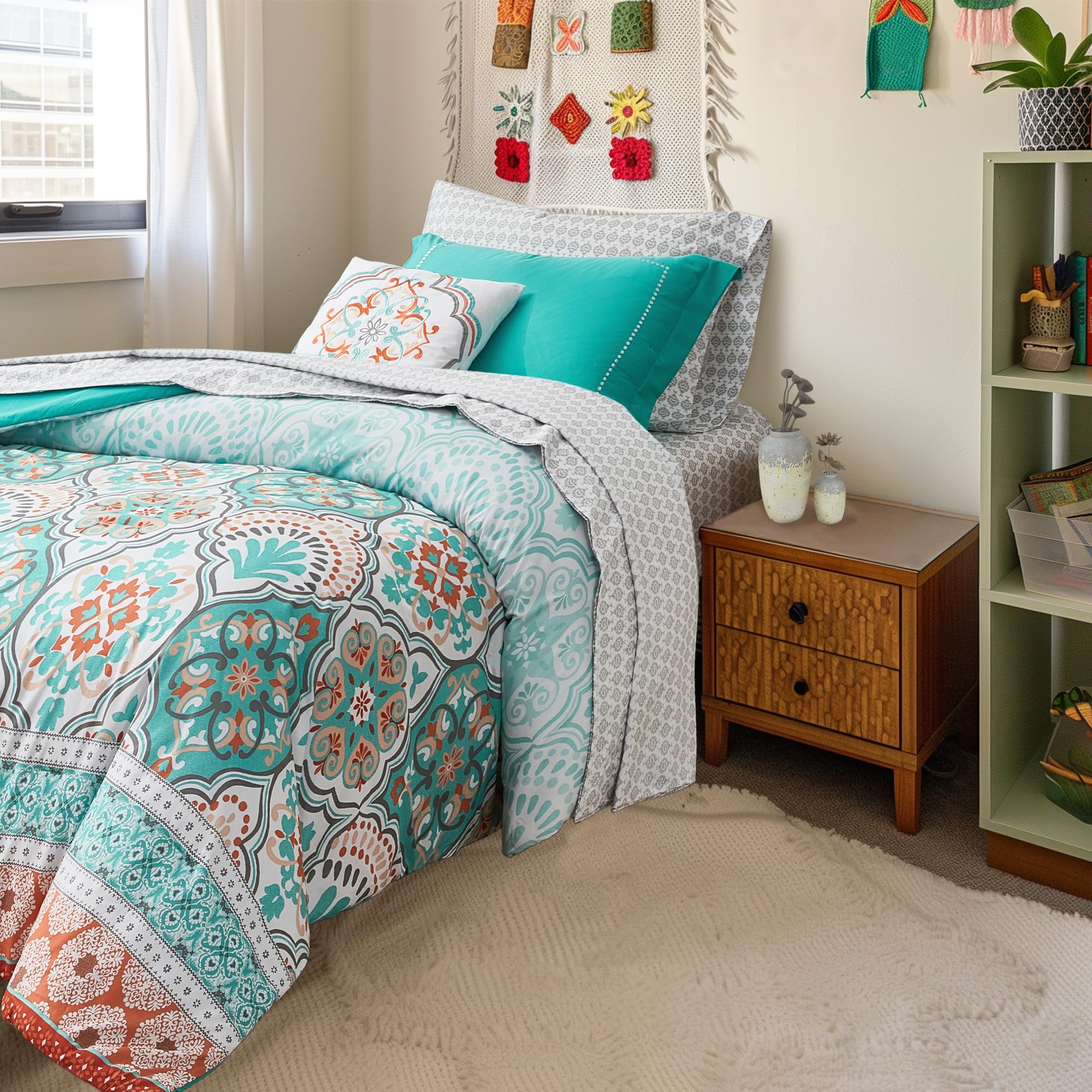 Bed in a Bag Twin XL, Boho Medallion Comforter Sets for College