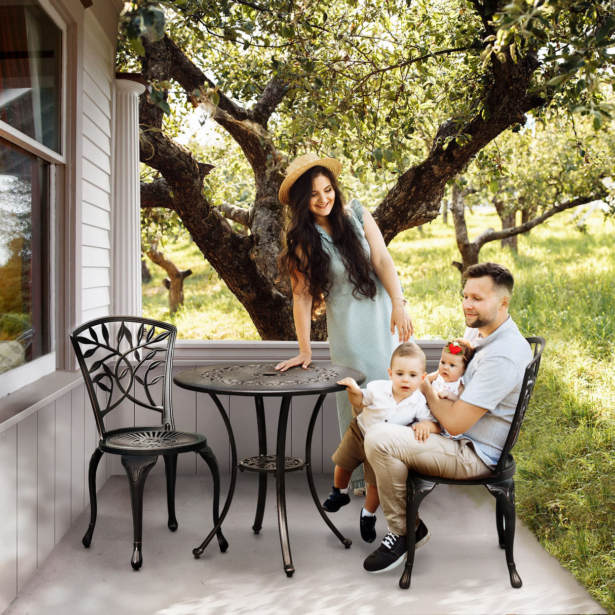 Outdoor Cast Aluminum Outdoor Chairs Set of 2, All-Weather Patio Dining Chair