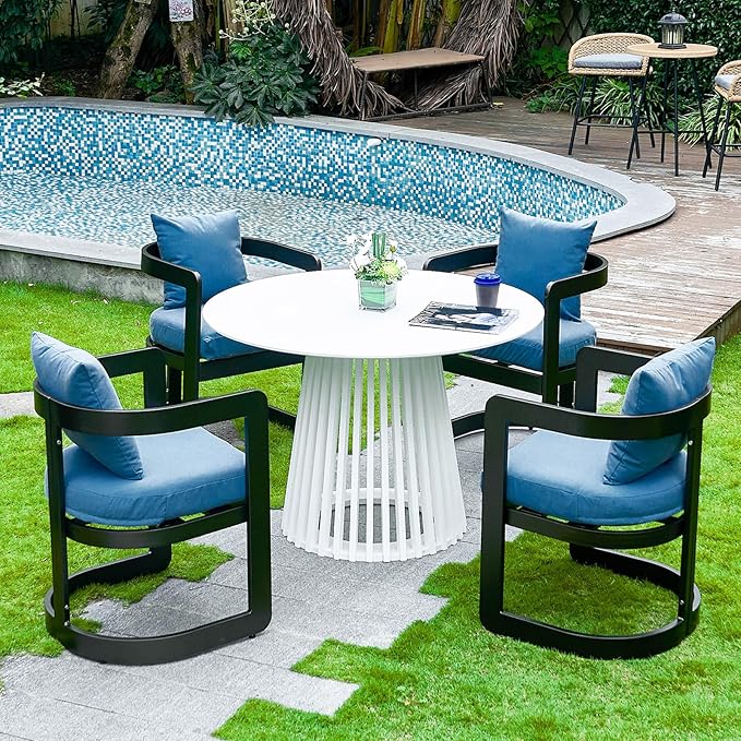 Patio Dining Chairs Set of 2, Modern Outdoor Dining Chairs with Cushions & Backrest