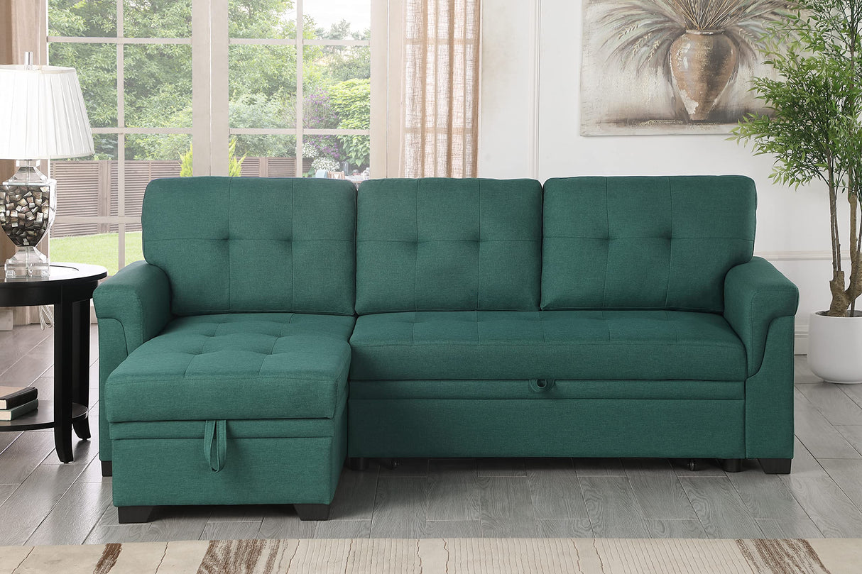 Lucca Green Sectional Sleeper Sofa - Versatile Sleeper Couch & Sofa