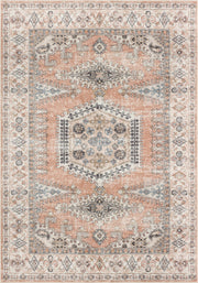 Valenrug Washable Rug 8x10 - Ultra-Thin Antique Collection Area Rug, Stain Resistant Rugs for Living Room Bedroom, Distressed Vintage Rug(Peach/Yellowish, 8'x10')