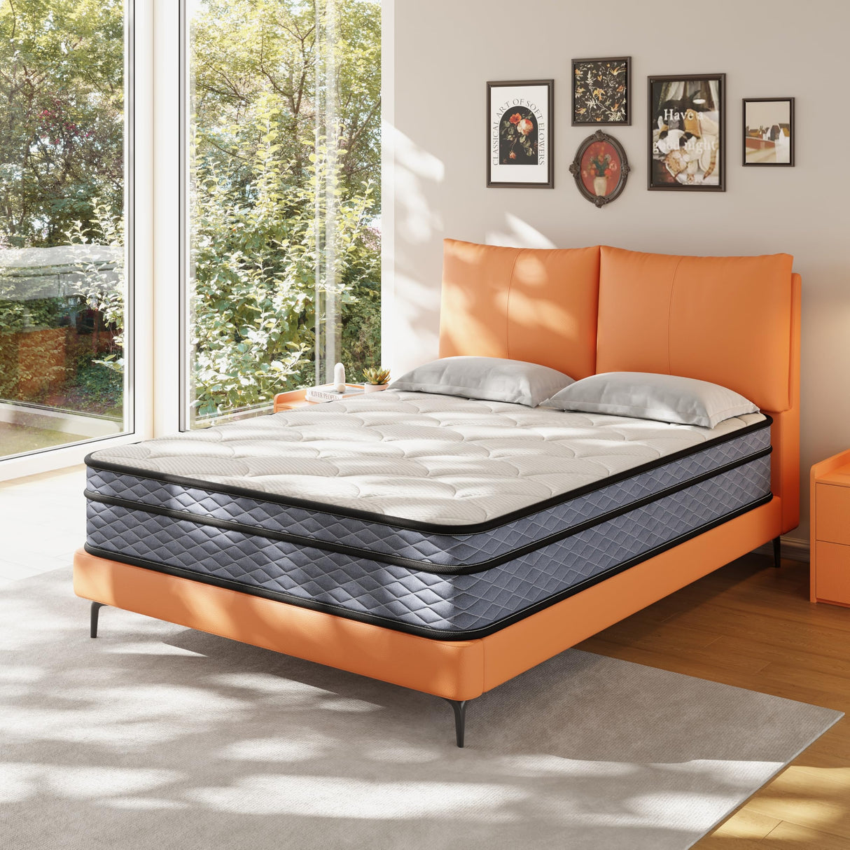 12 Inch USA-Made Euro Top Hybrid Queen Mattress, CertiPUR-US Certified Gel Memory