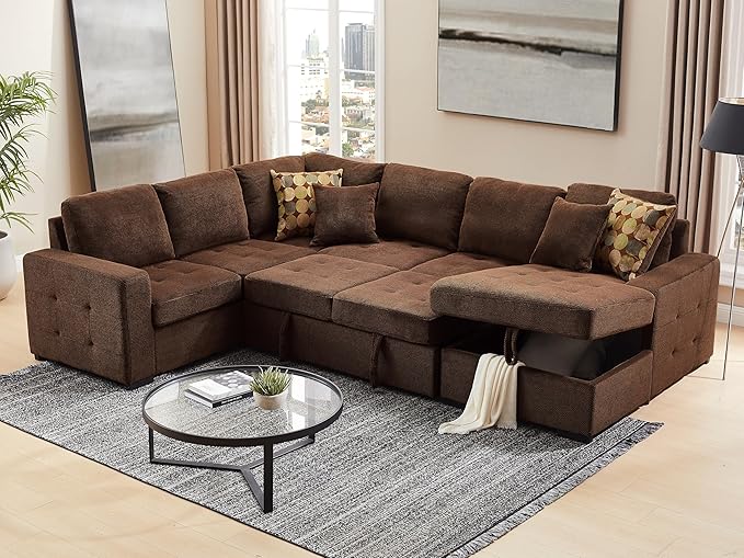 Sectional Sleeper Sofa with Pull Out Bed, Oversized Sectional Couch