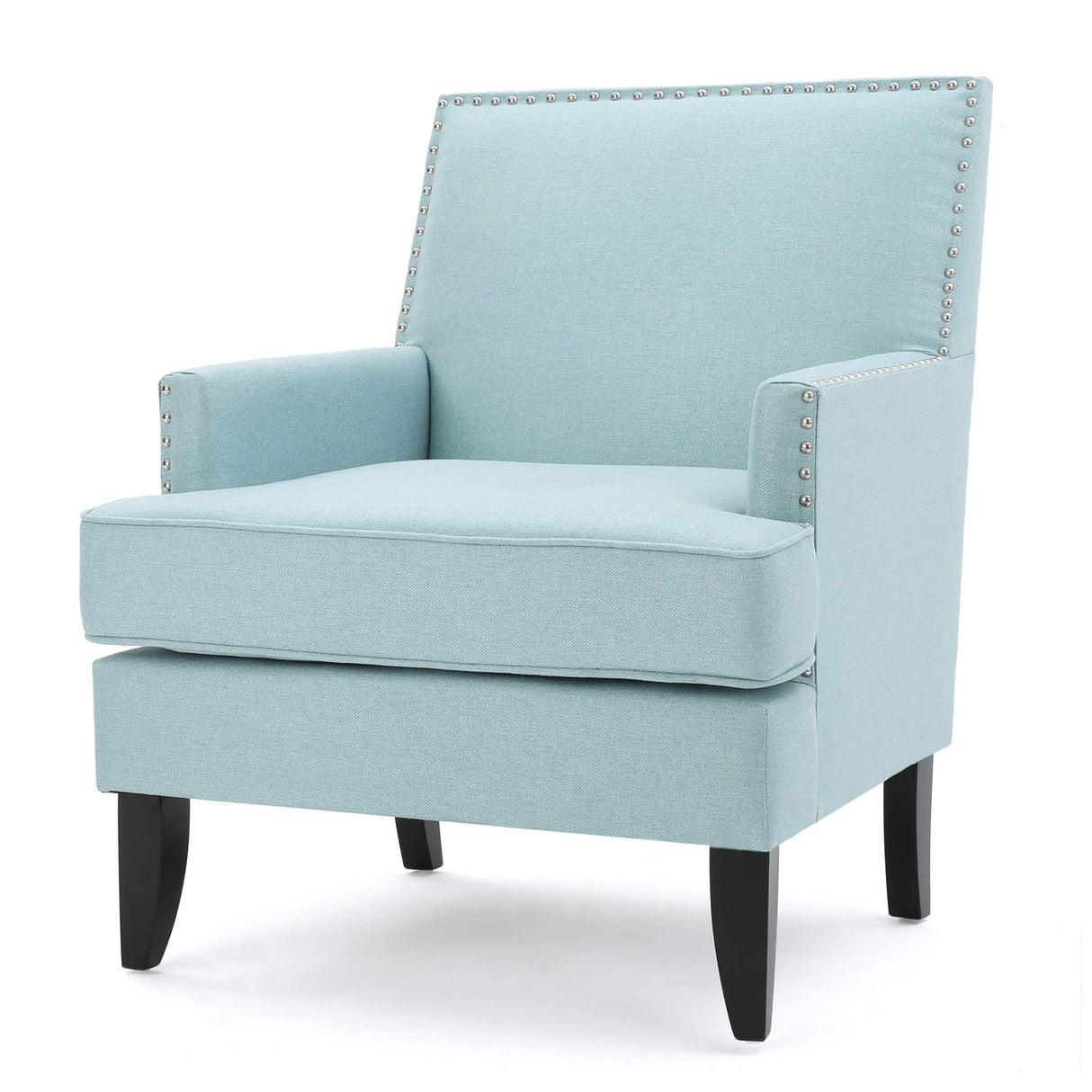 Tilla Fabric Club Chair, Light Blue