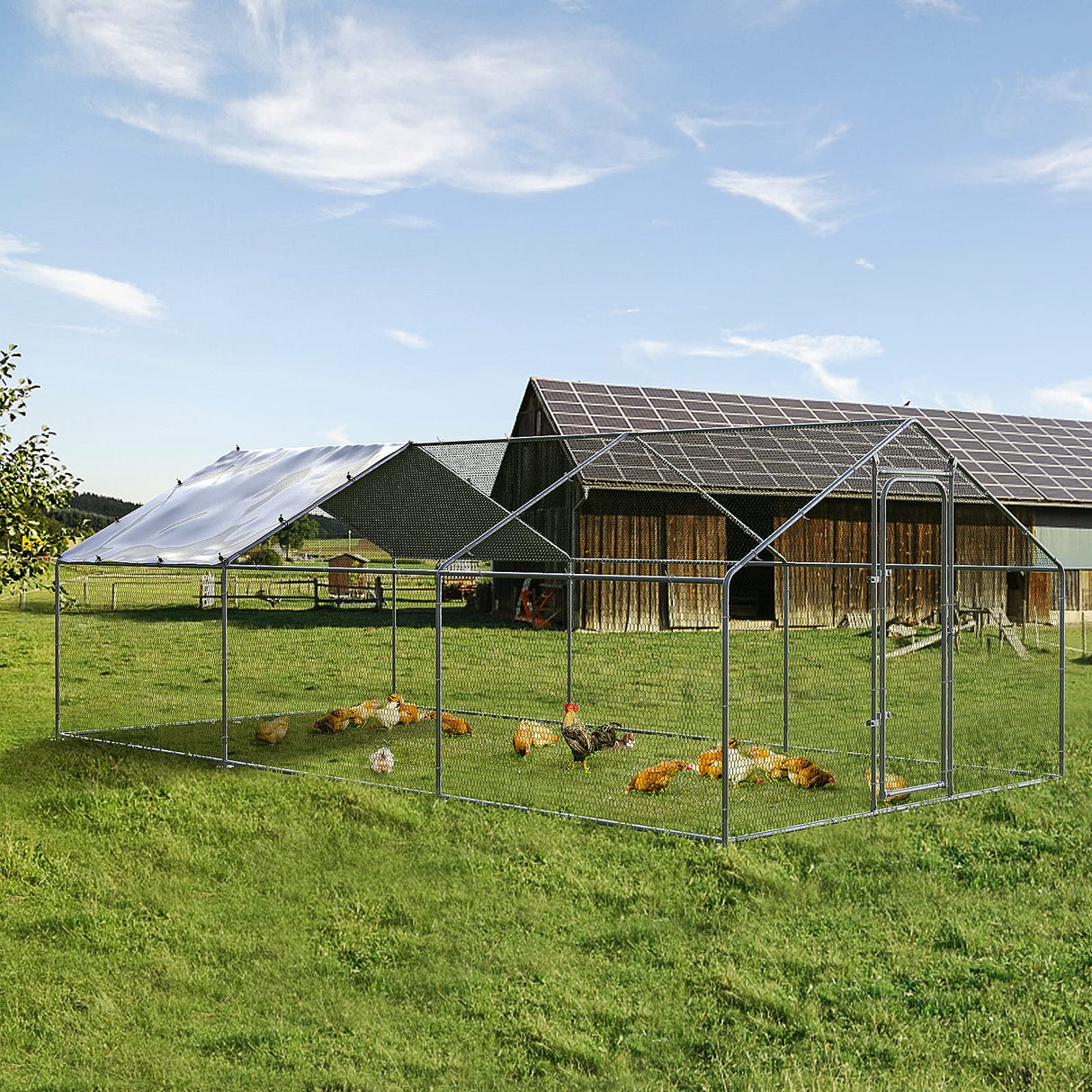 SafeHaven Chicken Coop – Waterproof Metal Run with UV Cover & Secure Mesh