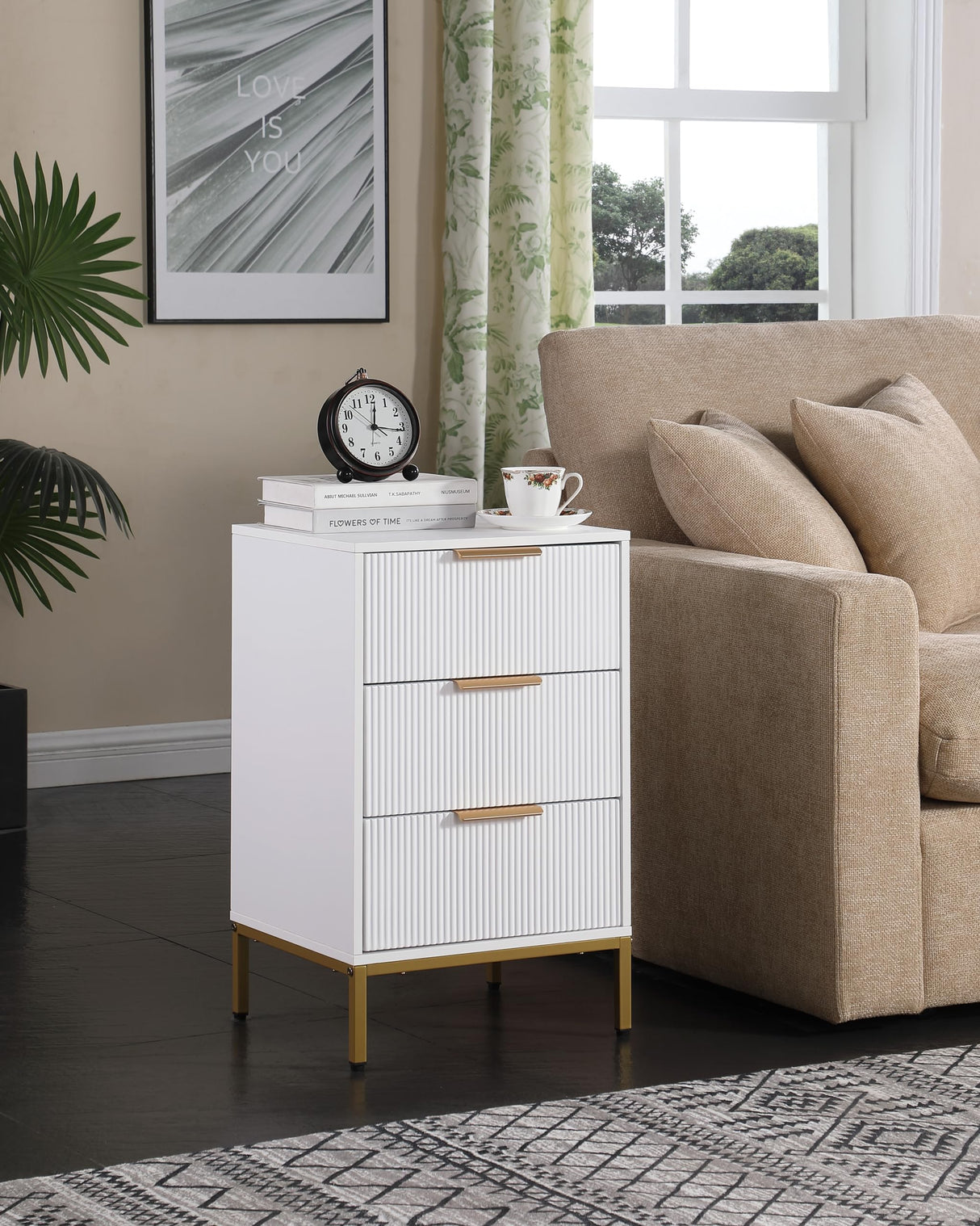 Nightstand with 3 Drawers,Mid-Century Modern End Table,Bedside Table, End Table