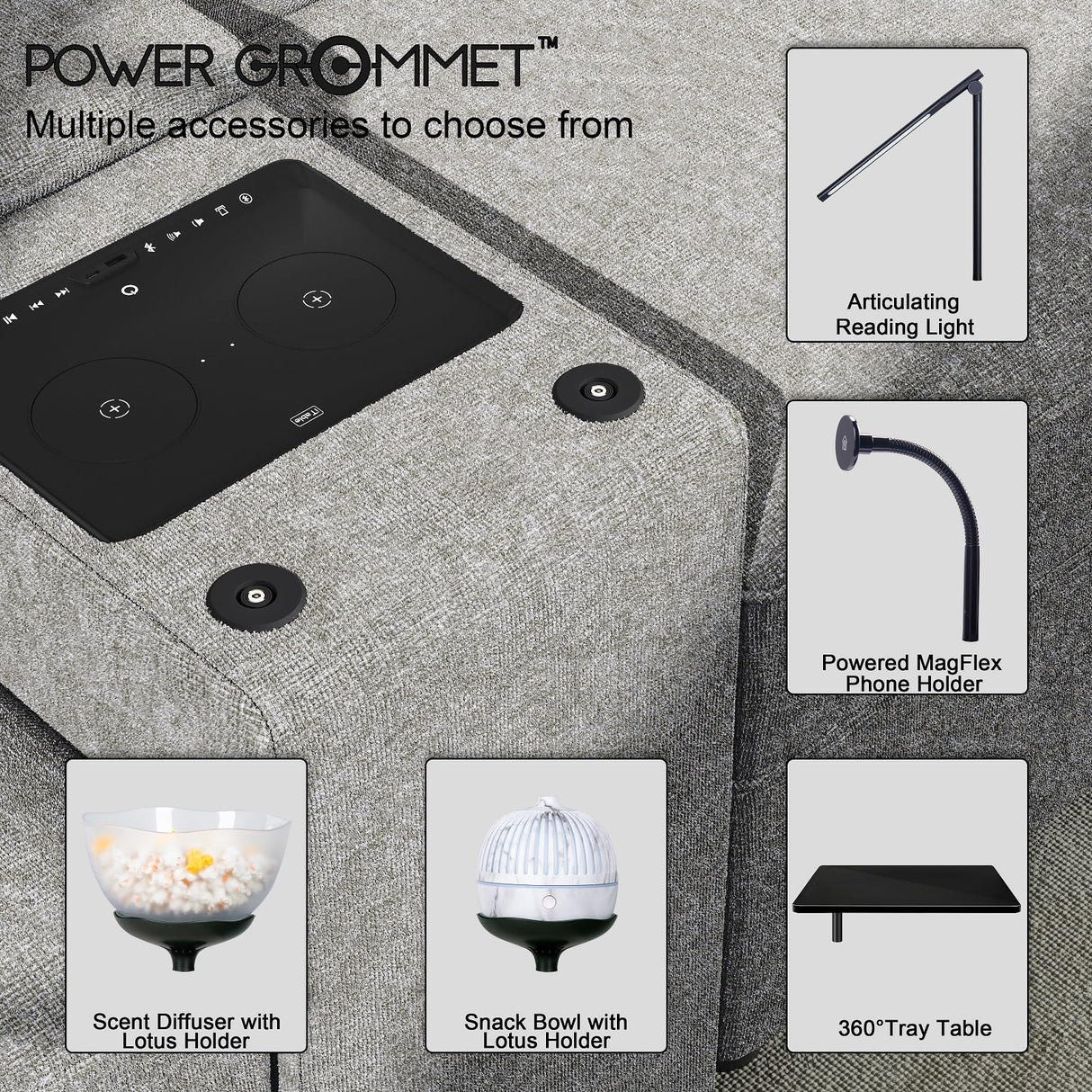 SmartLuxe – Power Reclining Home Theater Sofa with Bluetooth, Storage & Cup Holders