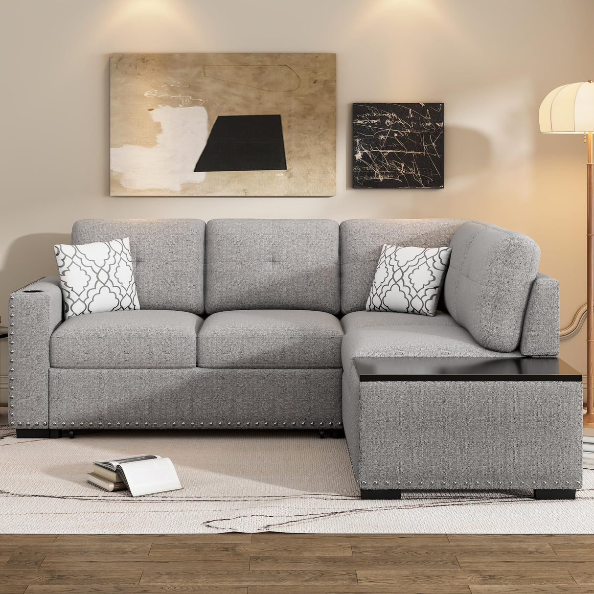 Out Sleeper Sofa L-Shape Sofa, Reversible Sectional Sofa