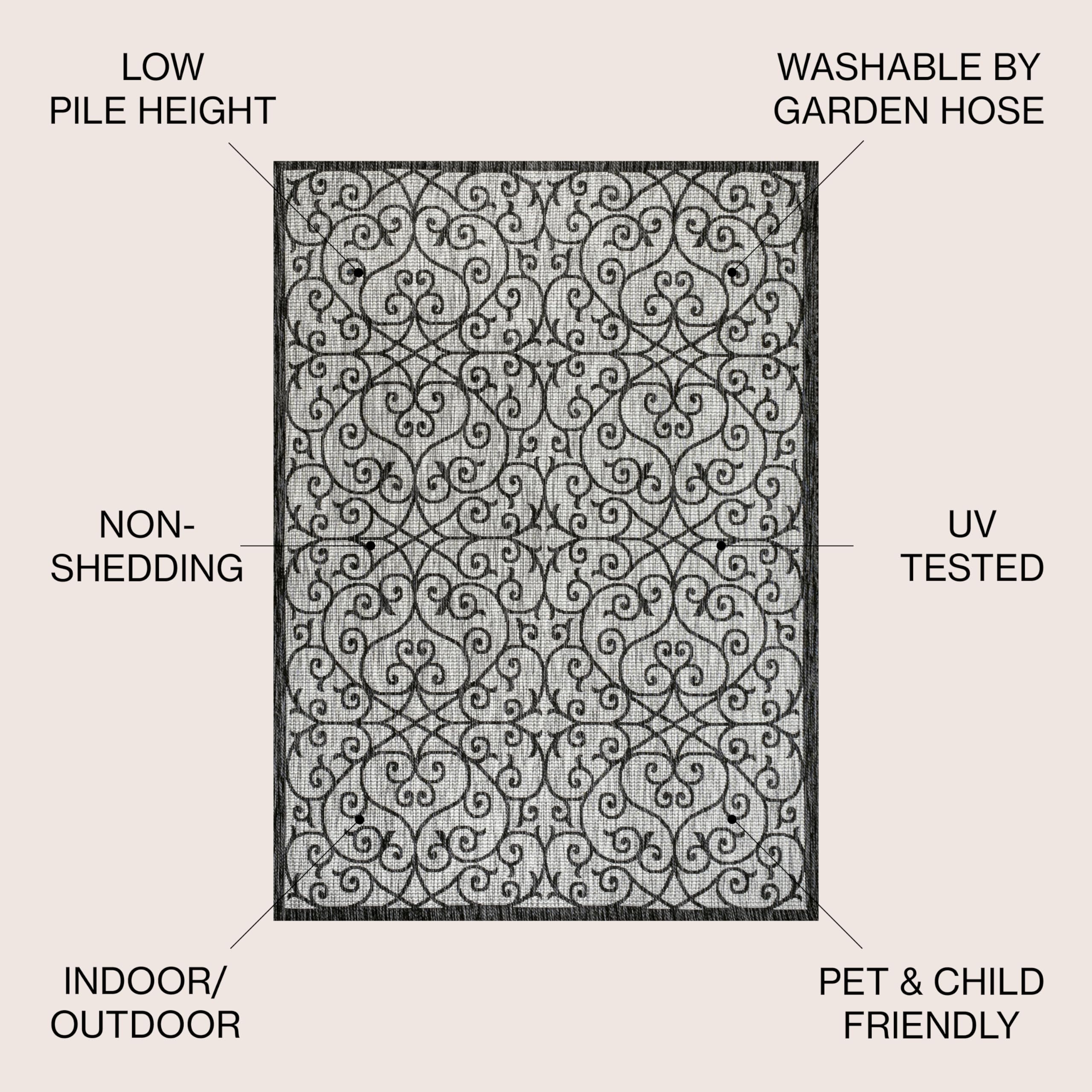SMB107E-8 Madrid Vintage Filigree Textured Weave Indoor Outdoor Area