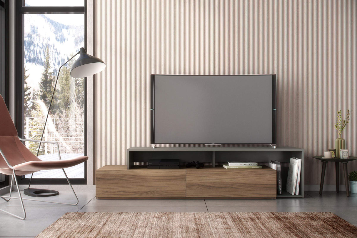Tonik TV Stand, 72-inch, Nutmeg & Greige, Light Brown and Grey
