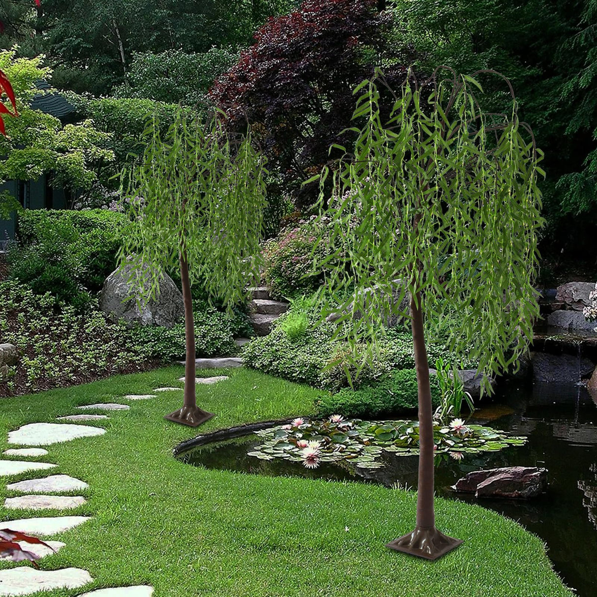 7FT Lighted Willow Tree,384 LED Light Up Weeping Willow Tree with 8 Modes