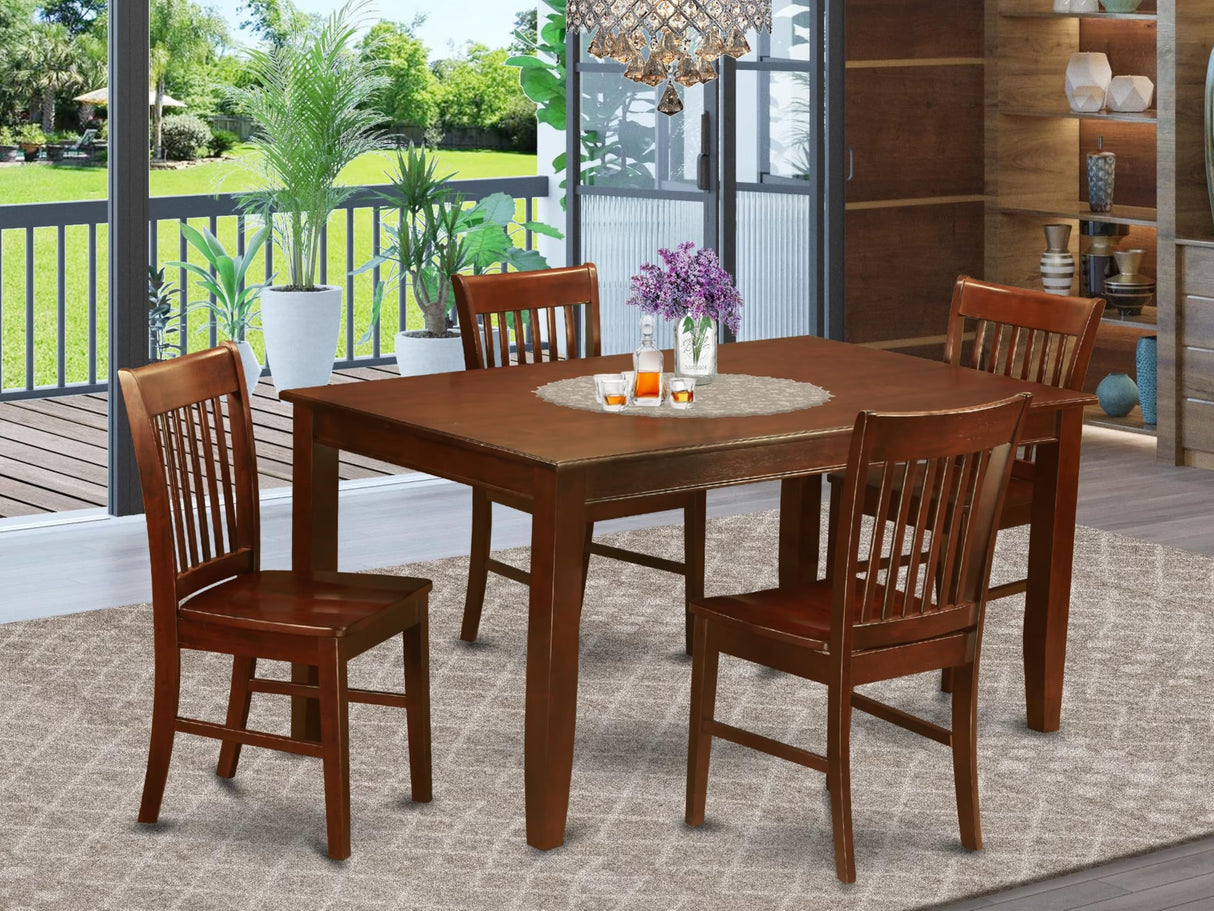 DUNO5-MAH-W 5 Piece Dining Room Table Set Includes a Rectangle Kitchen Table and 4