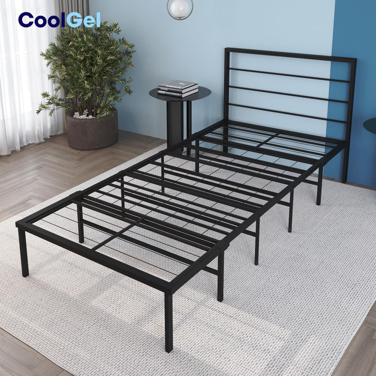 Hedva Metal Bed Frame with Mattress in a Box