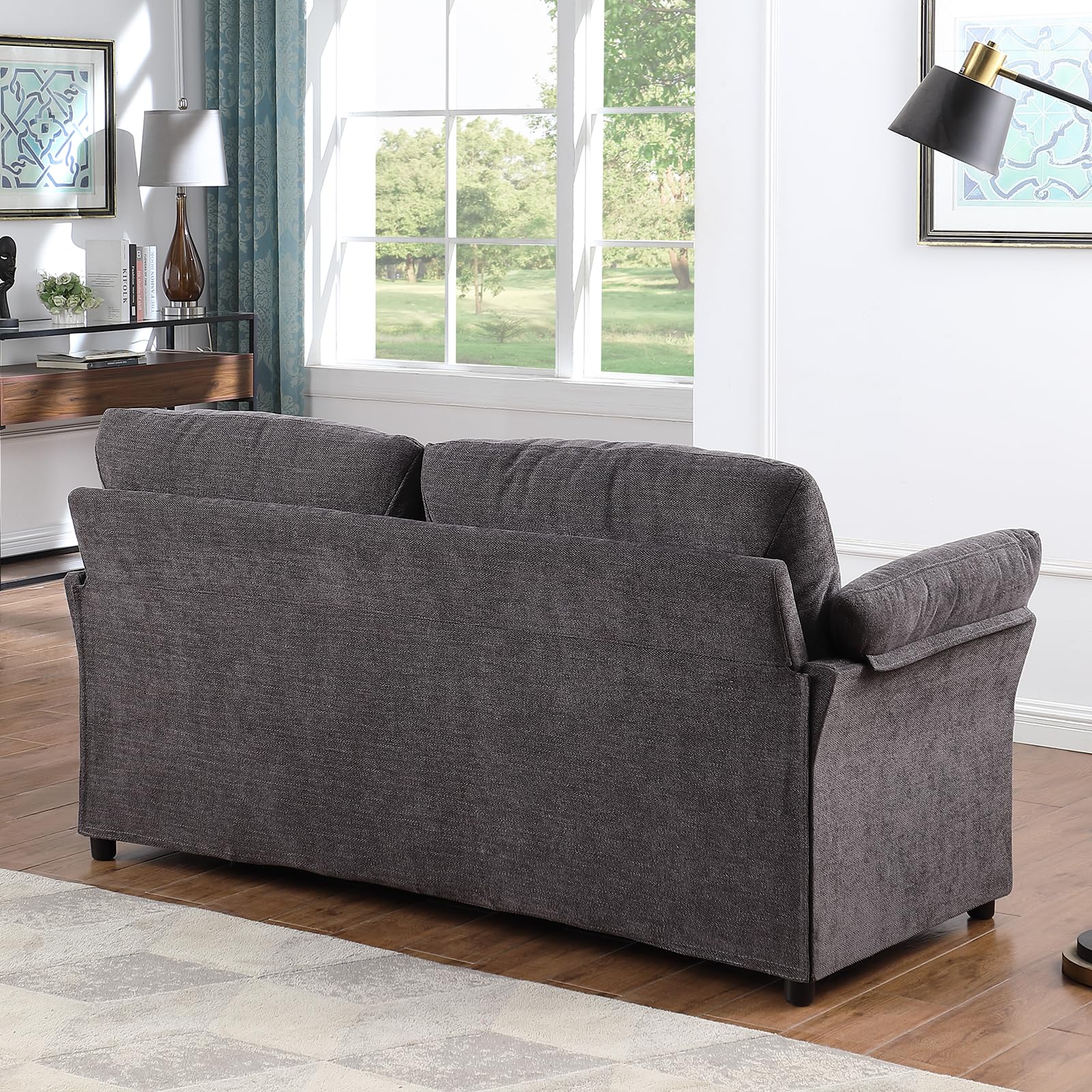 Loveseat Sofa, 70" Coffee Modern Sofa Couch, Chenille Fabric Comfy Couches