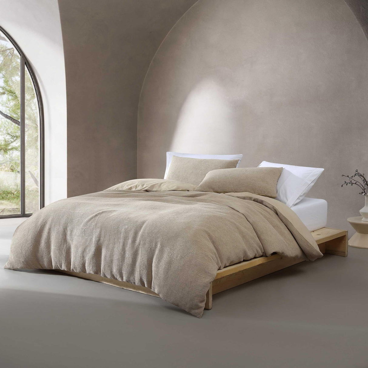 Super Soft Bedding with Modern Microwaffle Design, Casual Bed Essentials, Oeko-Tex Certified (Microwaffle Beige, King)