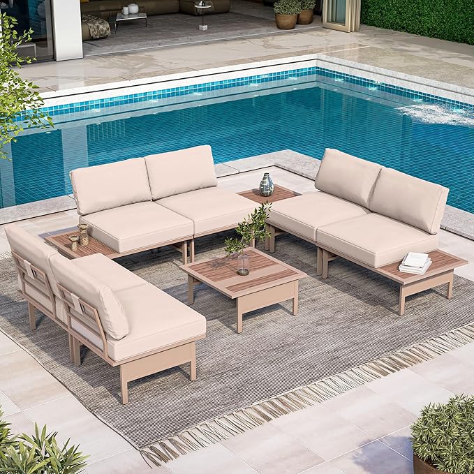 6 Pieces Patio Furniture Set, Outdoor Metal Frame Patio Conversation Sets