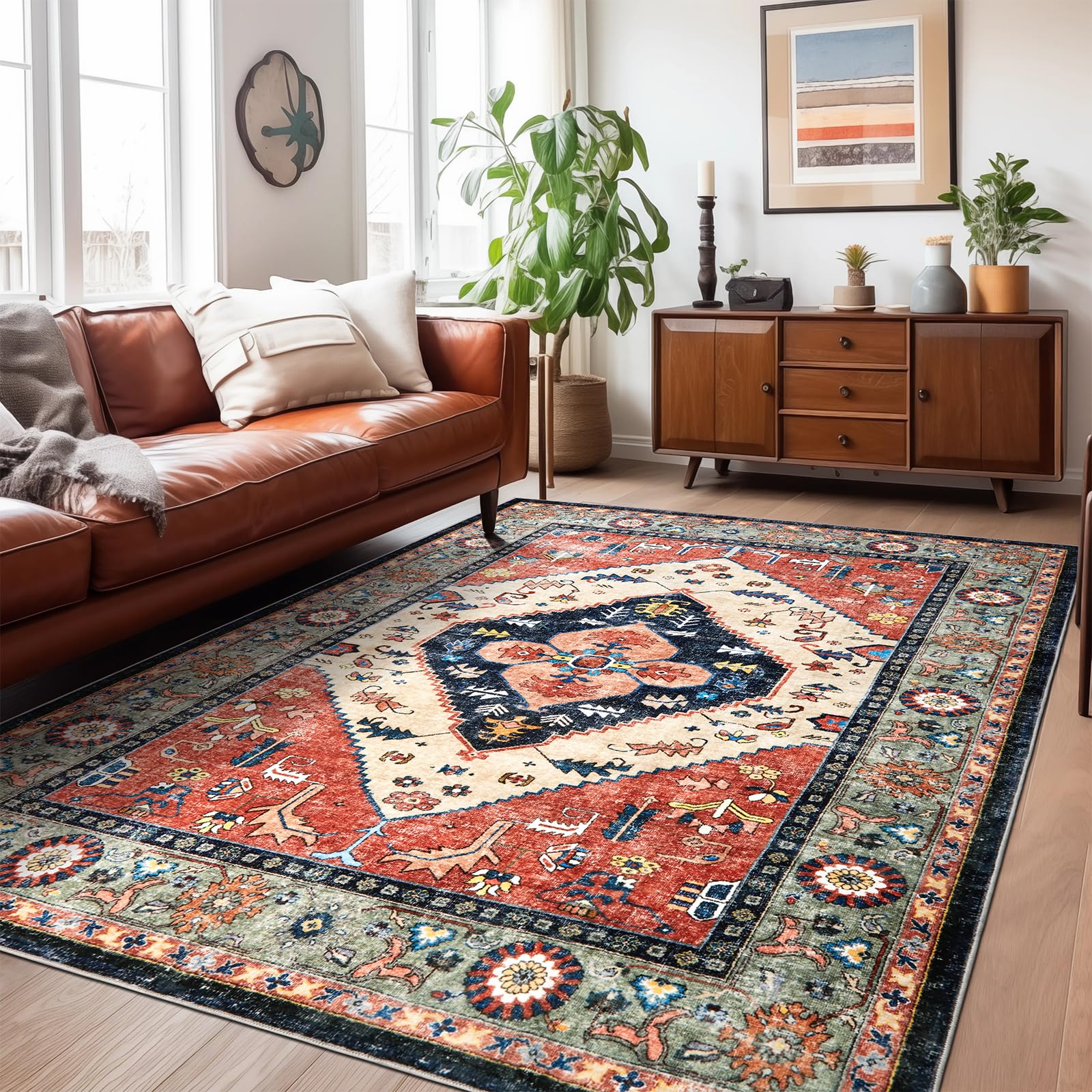Washable Living Room Area Rugs - 9x12 Large Soft Machine Washable