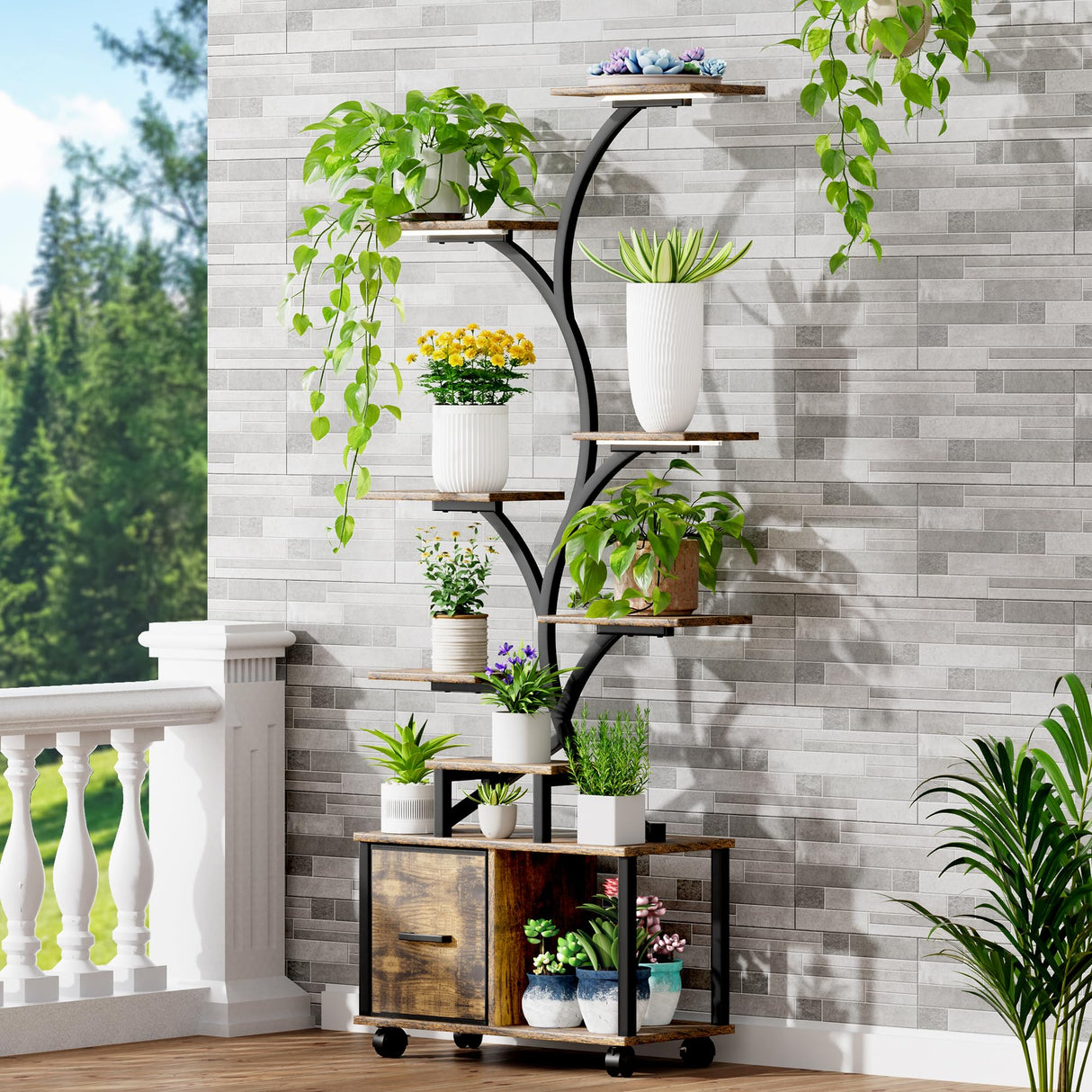 LumiGrow 9 – 9 Tier Rolling Plant Shelf with Grow Lights & Timer