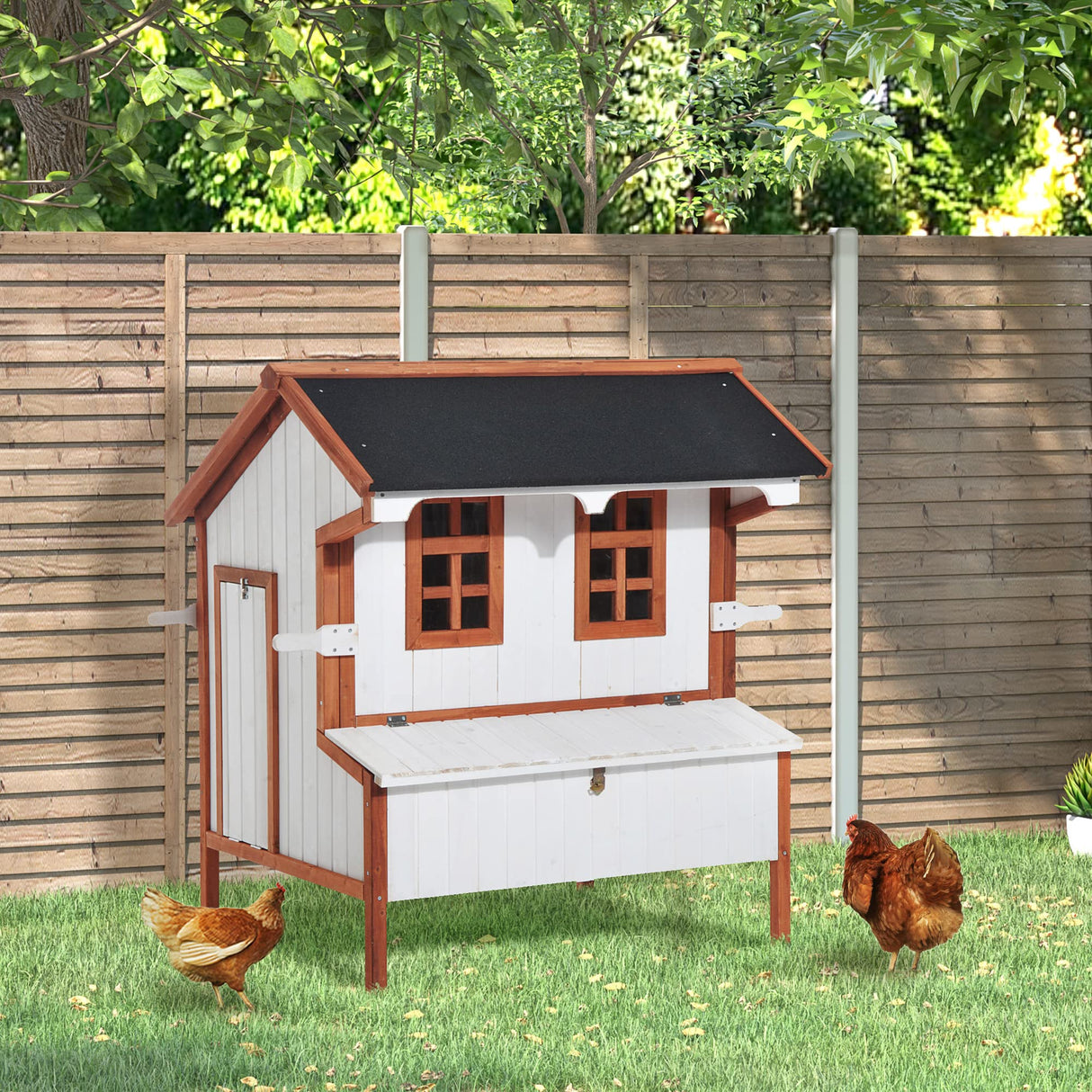 47" Chicken Coop Wooden Chicken House Rabbit Hutch Raised Poultry Cage Portable