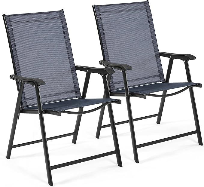 Patio Dining Chairs Set of 4 with Armrests, Outdoor Folding Chairs with Metal Frame
