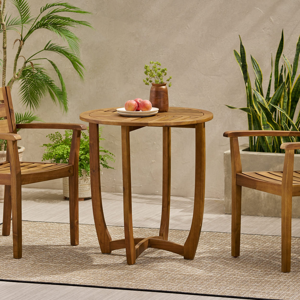Carina Accent Round Table, Teak Finish Brown