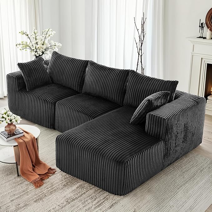 Modular Sectional Sofa with L-Shape Chaise, Cloud Sofa Living Room Bedroom Upholstered