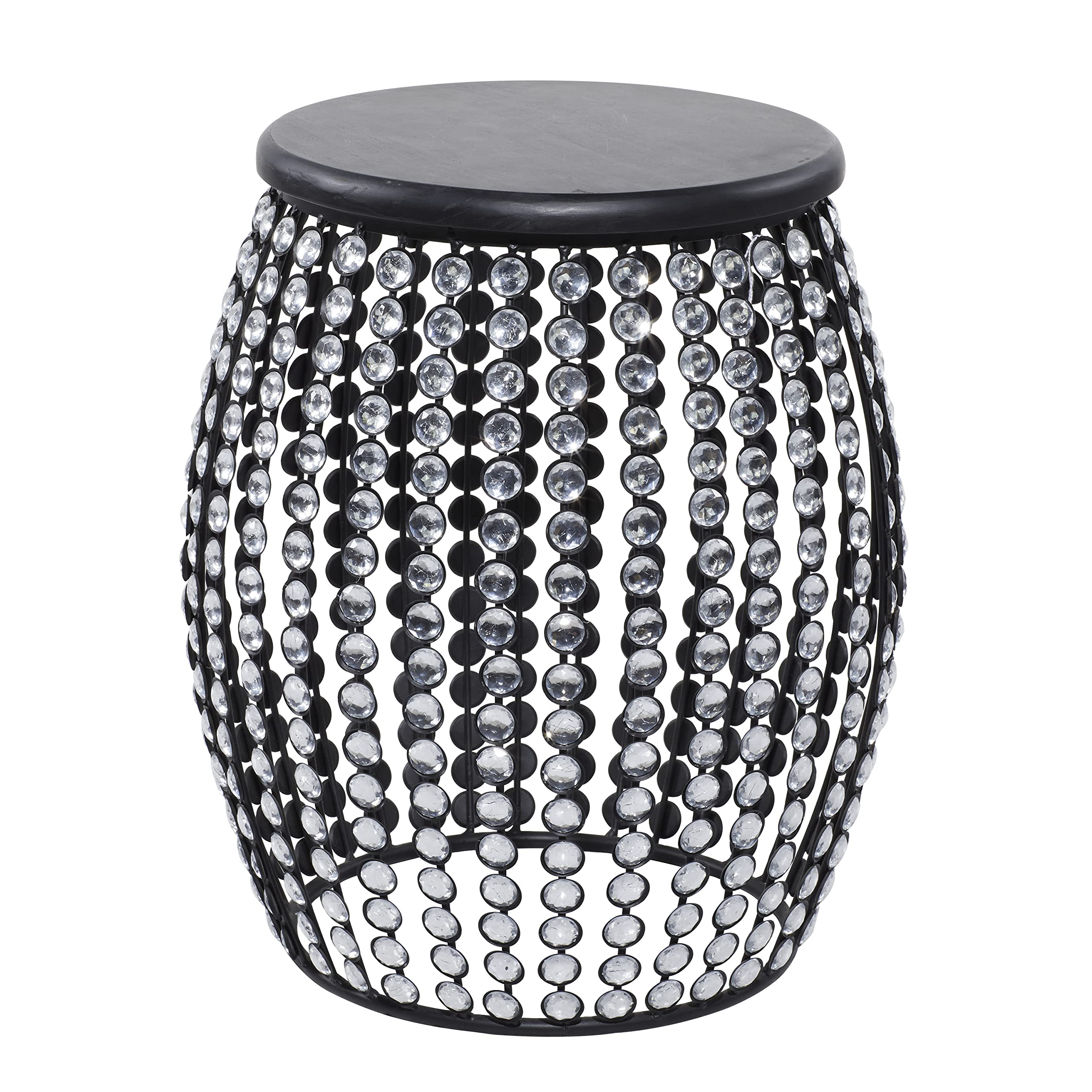 Metal Side End Accent Table End Table with Crystal Embellishments