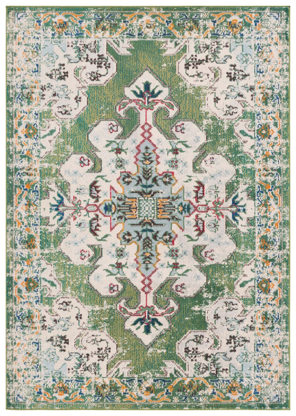 Madison Collection Area Rug - 5'3" x 7'6", Green & Aqua, Transitional Design