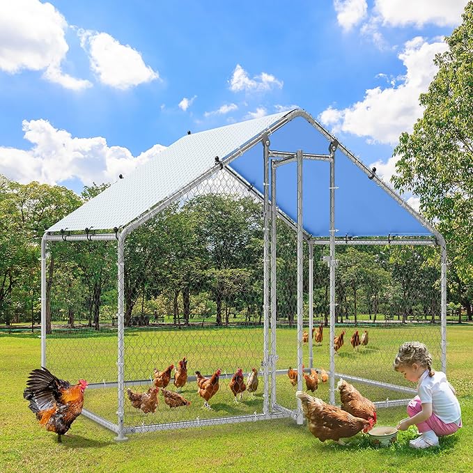 SkyDome XL Walk-In Chicken Coop with UV Cover – Heavy-Duty Steel Frame