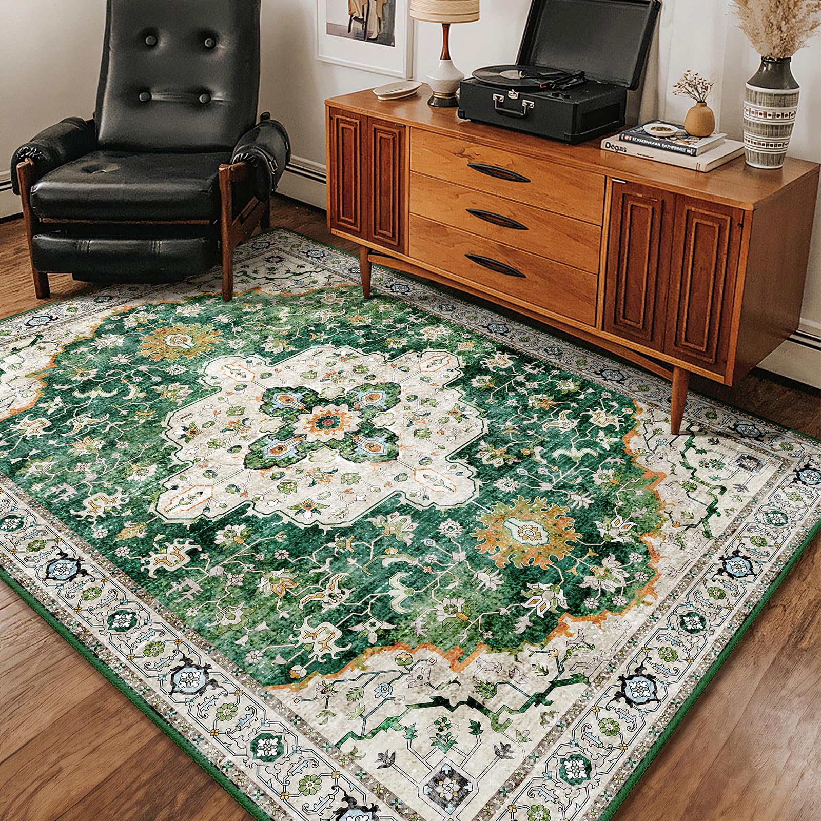 Green Rug 3x5,Washable Area Rugs for Bedroom Living Room Kitchen Entryway,Small