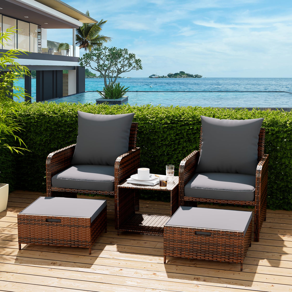 Balcony Furniture Patio Set Patio Bistro Set 5 Piece Wicker Patio Furniture