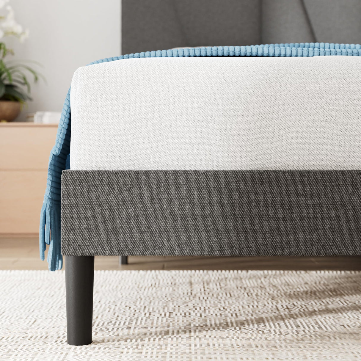 cm, Height 30 cm, Padded Bumper with Headboard, Wooden Slatted Base, Dark Grey