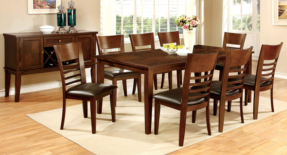 Contemporary Extendable Dining Table - Brown Cherry Finish