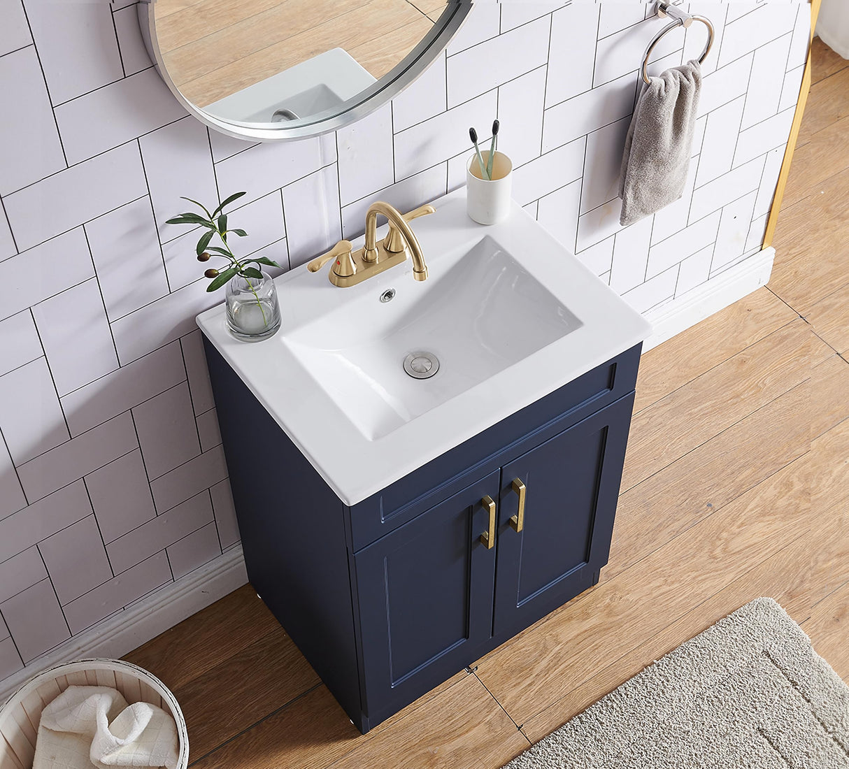24 Inch Small Blue Bathroom Vanity with Sink